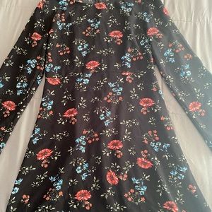 Black floral printed dress